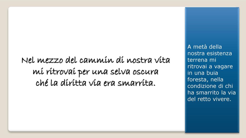 Inferno. Canto primo LETTURA DANTE ppt scaricare